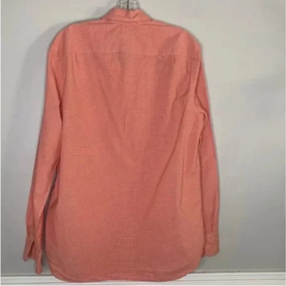 J. Crew Gingham Orange and White Button Down Long Sleeve Shirt Size Medium